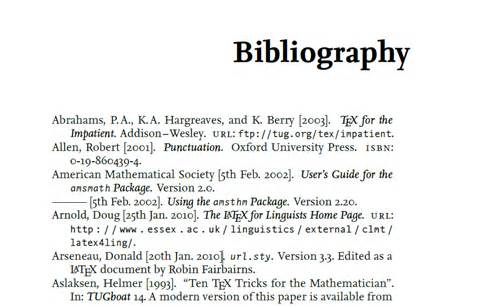 A bibliography page