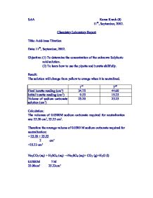 Acid and base titration lab report