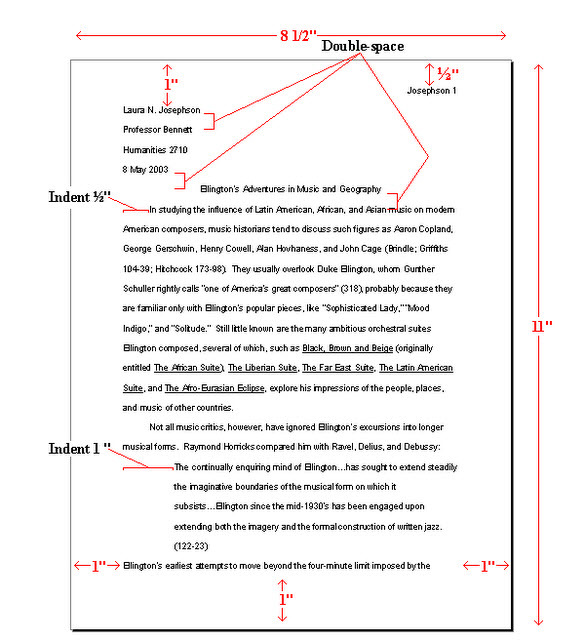 college paper format example