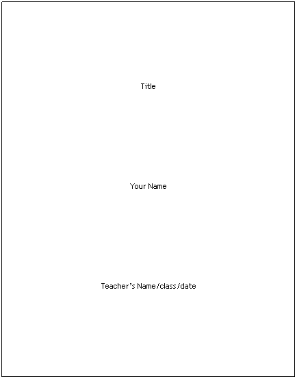 Cover page for essay