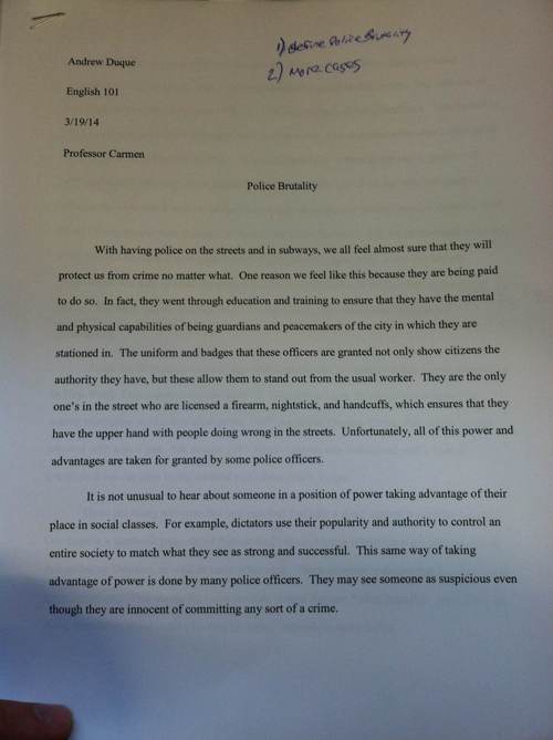 Essay on police brutality