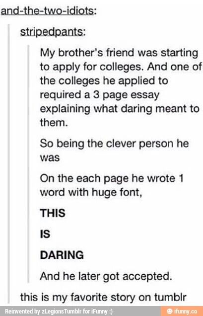 Funny college application essay