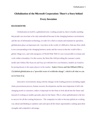 Globalization essay