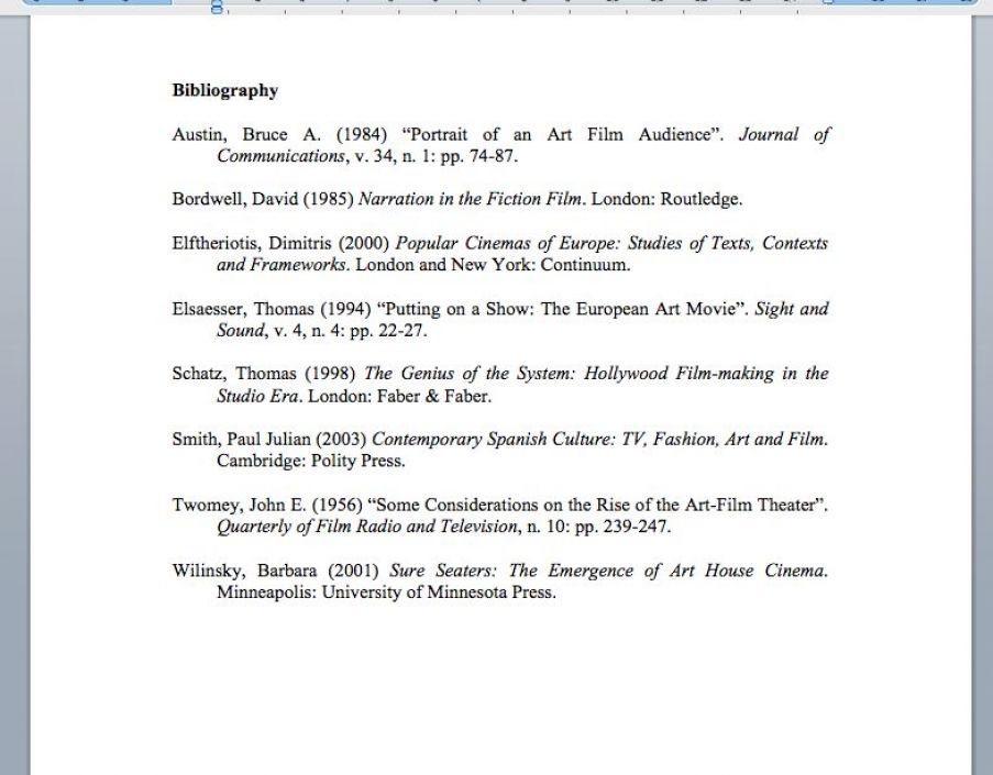 Guidelines for writing a bibliography