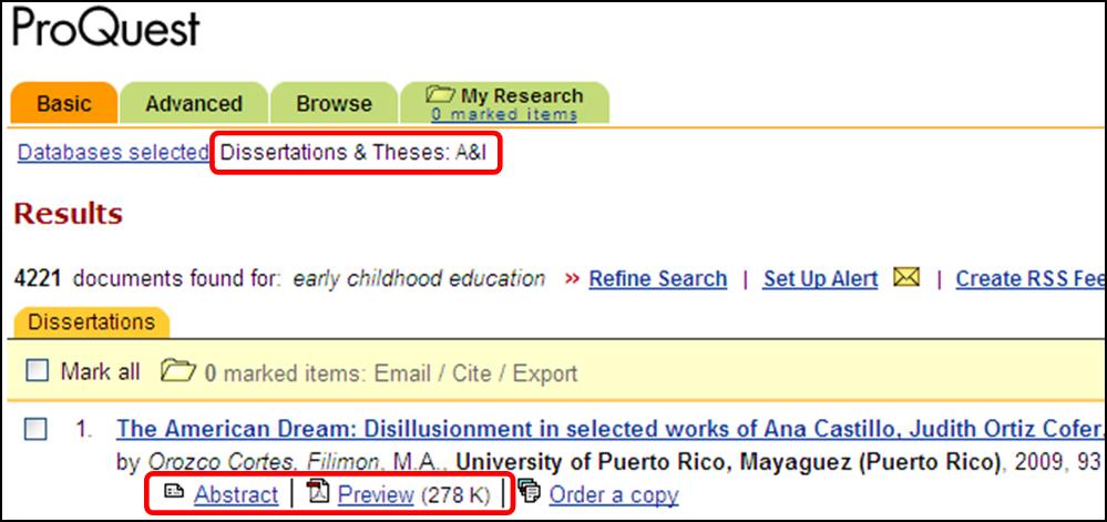 Dissertation database usa