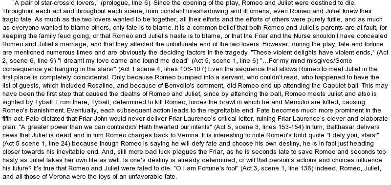 Romeo and juliet essay help
