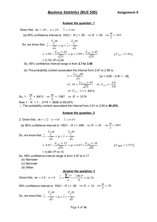 Statistics assignment