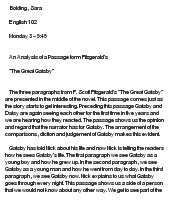 The great gatsby literary analysis essay