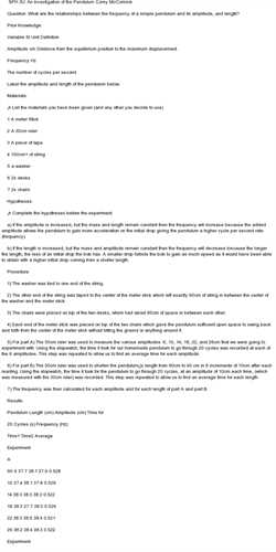 The simple pendulum lab report