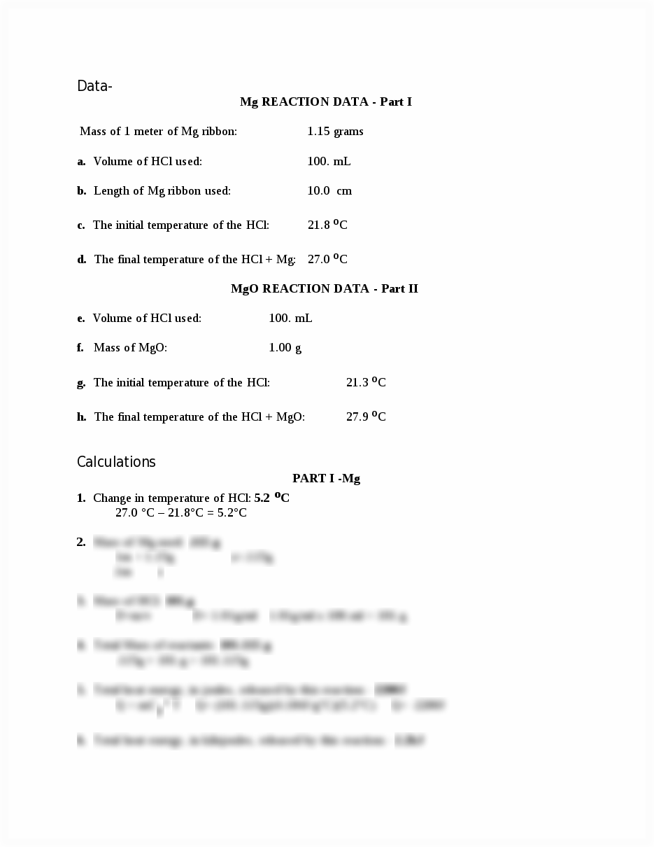 Thermochemistry lab report